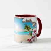 Tropical Beach Palm Tree Landschaftliche Kaffee Ta Tasse (VorderseiteRechts)