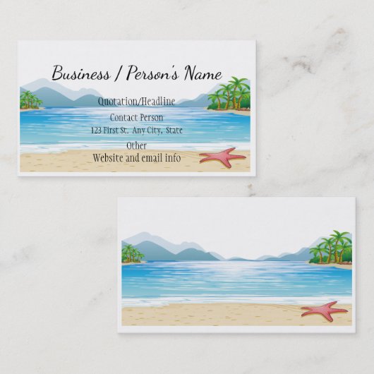 Tropical Beach Palm Tree Ocean Custom Visitenkarte (Vorne/Hinten)