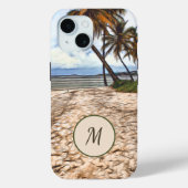 Tropical Beach Palm Tree Ocean Monogram Case-Mate iPhone Hülle (Rückseite)