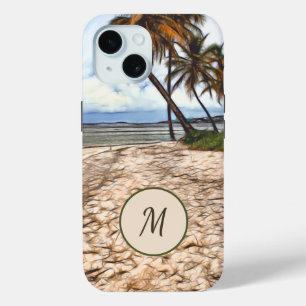 Tropical Beach Palm Tree Ocean Monogram Case-Mate iPhone Hülle
