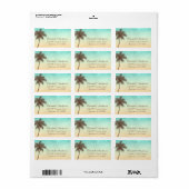 Tropical Beach Palm Tree Personalisiert Adressaufkleber (Vorne)