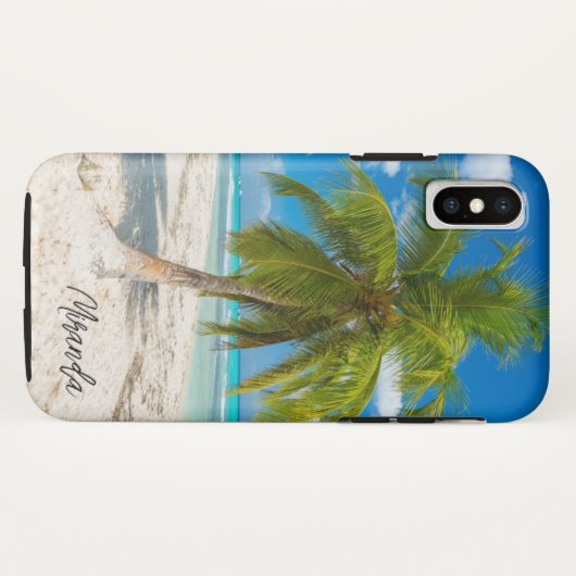 Tropical Beach Palm Tree Personalisiert Case-Mate iPhone Hülle (Rückseite (Horizontal))