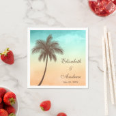Tropical Beach Palm Tree Personalisierte Hochzeit Serviette (Beispiel)