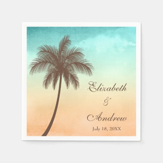Tropical Beach Palm Tree Personalisierte Hochzeit Serviette (Vorderseite)