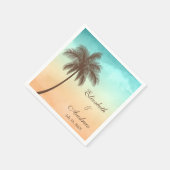 Tropical Beach Palm Tree Personalisierte Hochzeit Serviette (Ecke)