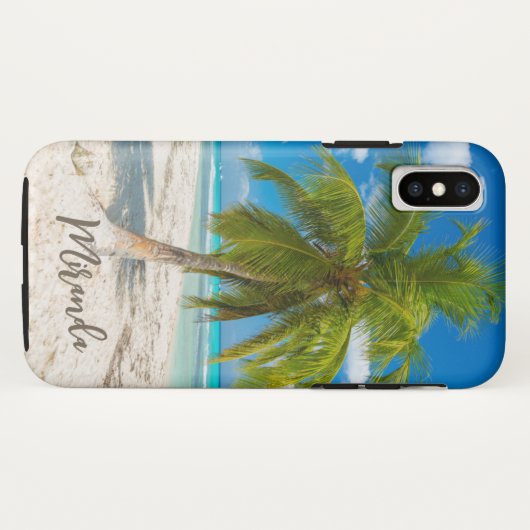 Tropical Beach Palm Tree Personalized Case-Mate iPhone Hülle (Rückseite (Horizontal))