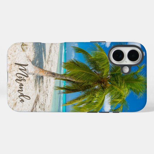 Tropical Beach Palm Tree Personalized Case-Mate iPhone Hülle (Rückseite (Horizontal))