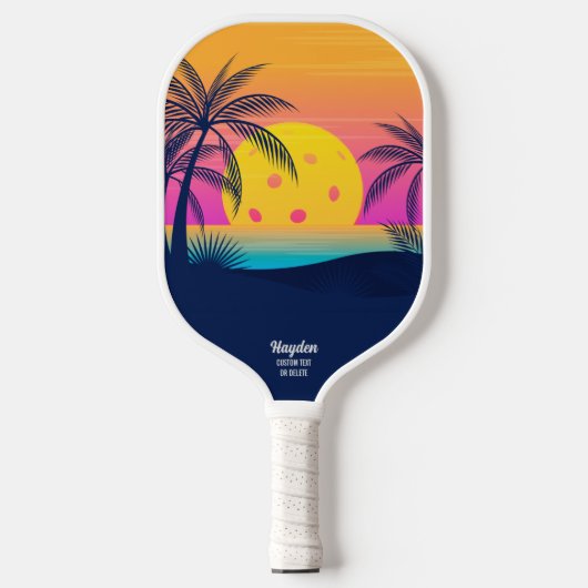 Tropical Beach Palm Tree Pickleball Sun Custom Schläger (Vorderseite)