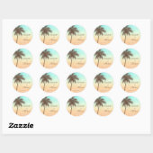 Tropical Beach Palm Tree Round-Gastgeschenk Hochze Runder Aufkleber (Blatt)