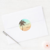 Tropical Beach Palm Tree Round-Gastgeschenk Hochze Runder Aufkleber (Umschlag)