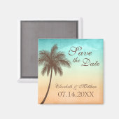 Tropical Beach Palm Tree Save the Date Magnet (Vorderseite/Rückseite)