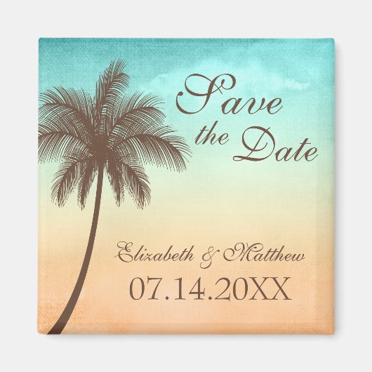 Tropical Beach Palm Tree Save the Date Magnet (Vorne)