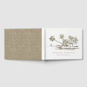 Tropical Beach Palm Tree Sketch Pale Gold Hochzeit Gästebuch (Voll)