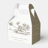 Tropical Beach Palm Tree Sketch Pale Gold Hochzeit Geschenkschachtel (Rückseite)