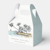 Tropical Beach Palm Tree Sketch Wasserfarbenhochze Geschenkschachtel (Rückseite)