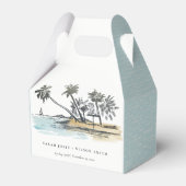 Tropical Beach Palm Tree Sketch Wasserfarbenhochze Geschenkschachtel (Vorderseite)