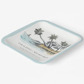 Tropical Beach Palm Tree Sketch Wasserfarbenhochze Pappteller (Gewinkelt)
