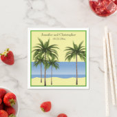 Tropical Beach Palm Tree Summer Ocean Wedding Name Serviette (Beispiel)