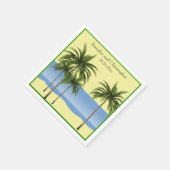 Tropical Beach Palm Tree Summer Ocean Wedding Name Serviette (Ecke)