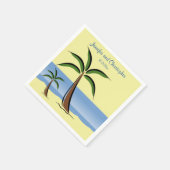 Tropical Beach Palm Tree Summer Ocean Wedding Sand Serviette (Ecke)