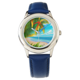Tropical Beach Palm Tree Szene Armbanduhr