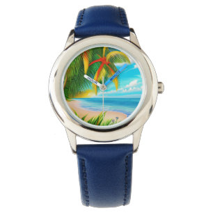Tropical Beach Palm Tree Szene Armbanduhr