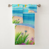 Tropical Beach Palm Tree Szene Badhandtuch Set (Insitu)