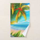 Tropical Beach Palm Tree Szene Badhandtuch Set (Handtuch)