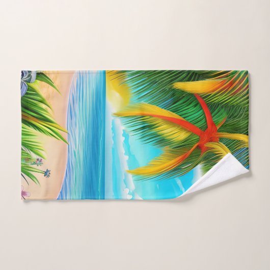 Tropical Beach Palm Tree Szene Badhandtuch Set (Handtuch)