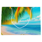 Tropical Beach Palm Tree Szene Große Geschenktüte (Vorderseite)