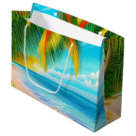 Tropical Beach Palm Tree Szene Große Geschenktüte