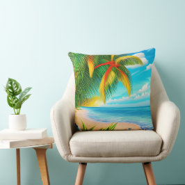 Tropical Beach Palm Tree Szene Kissen