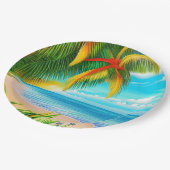 Tropical Beach Palm Tree Szene Pappteller (Schrägansicht)