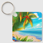 Tropical Beach Palm Tree Szene Schlüsselanhänger (Vorderseite)