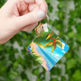 Tropical Beach Palm Tree Szene Schlüsselanhänger