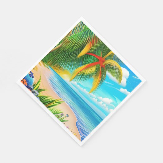 Tropical Beach Palm Tree Szene Serviette (Ecke)