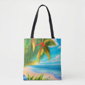 Tropical Beach Palm Tree Szene Tasche (Vorderseite)