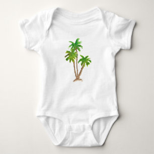 Tropical Beach Palm Tree Wasserfarbe Baby Strampler