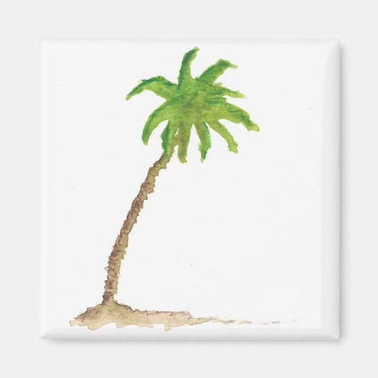 Tropical Beach Palm Tree Wasserfarbe Magnet (Vorne)