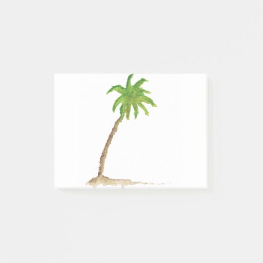 Tropical Beach Palm Tree Wasserfarbe Post-it Klebezettel (Vorderseite)