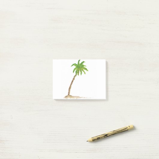 Tropical Beach Palm Tree Wasserfarbe Post-it Klebezettel (Auf Schreibtisch)