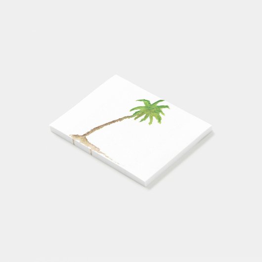 Tropical Beach Palm Tree Wasserfarbe Post-it Klebezettel (angewinkelt)