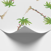Tropical Beach Palm Tree Wasserfarben Weihnachten Geschenkpapier (Ecke)