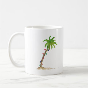 Tropical Beach Palm Tree Wasserfarben Weihnachten Kaffeetasse