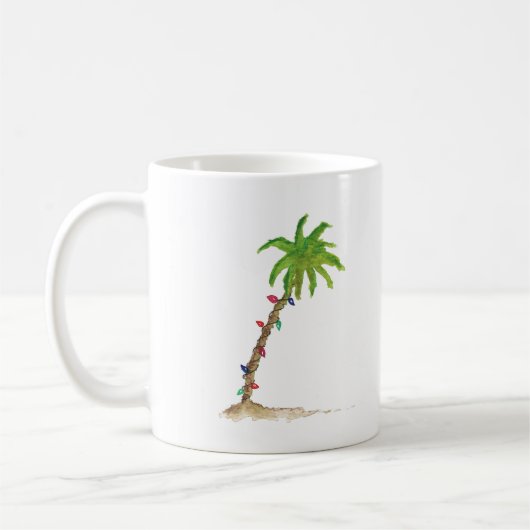 Tropical Beach Palm Tree Wasserfarben Weihnachten Kaffeetasse (Links)