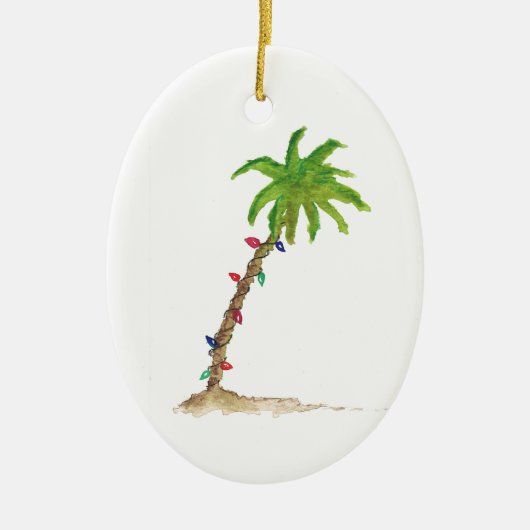 Tropical Beach Palm Tree Wasserfarbenfrohe Weihnac Keramik Ornament (Vorne)