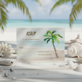 Tropical Beach Palm Tree Wasserfarbenhochzeit RSVP Karte