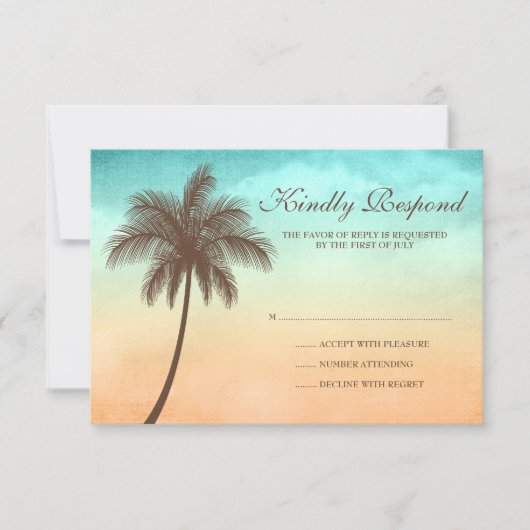 Tropical Beach Palm Tree Wedding Response Card RSVP Karte (Vorderseite)