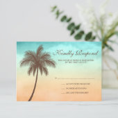 Tropical Beach Palm Tree Wedding Response Card RSVP Karte (Stehend Vorderseite)