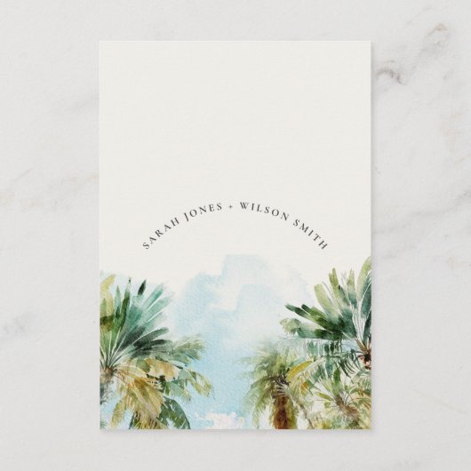 Tropical Beach Palm Tree Wedding RSVP QR Code Begleitkarte (Rückseite)